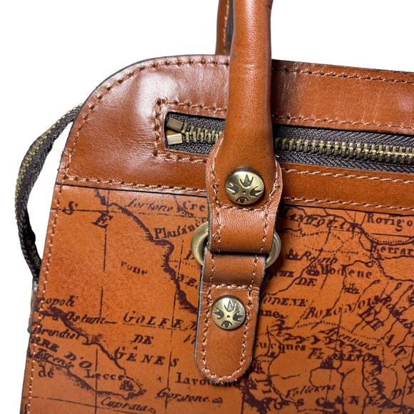 Patricia Nash Signature Map Calvi Square Leather Satchel Shoulder Bag Saddlebag - Picture 15 of 15